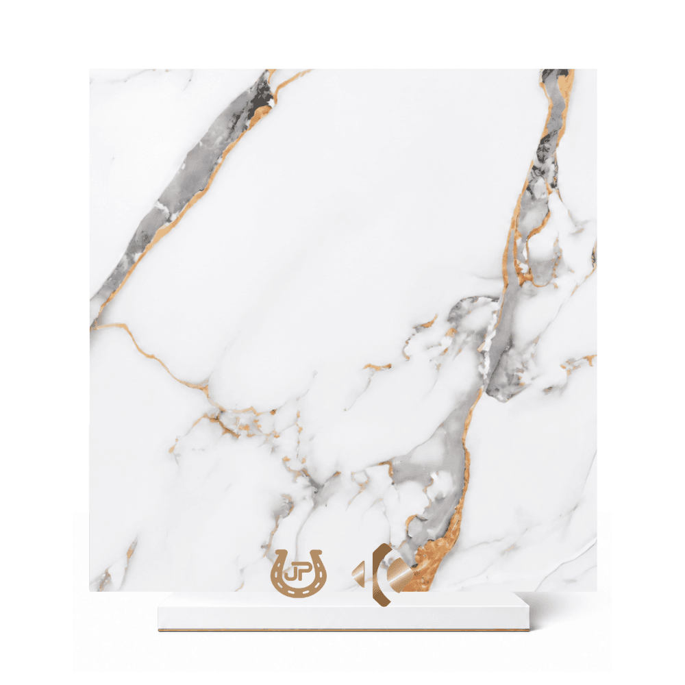 Porcelanato blanco veteado gris y dorado 60x60 referencia 13793