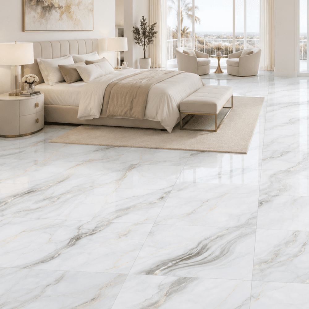 Porcelanato blanco mármol suave 60 × 60 cm – Ref. 53071 - Imagen 2
