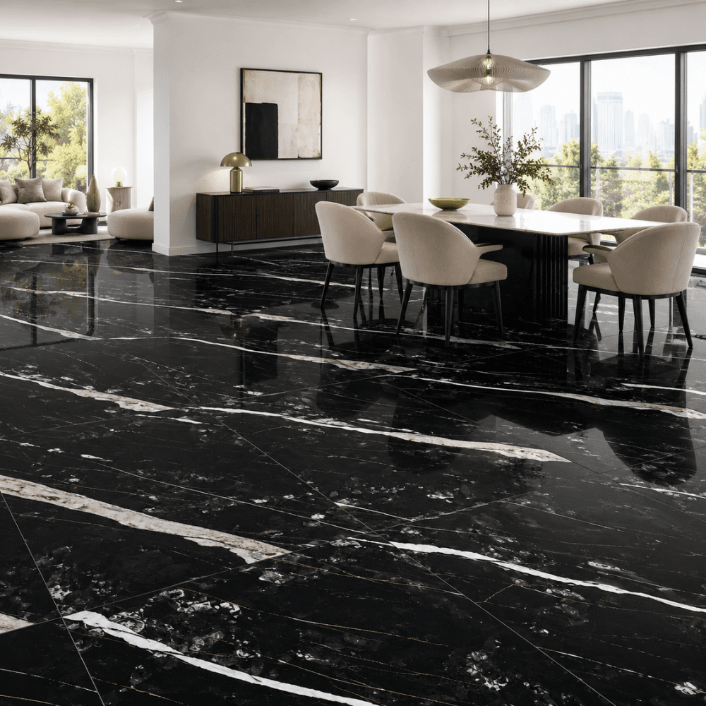 Porcelanato negro marmol 60 × 60 cm – Ref. 6625 - Imagen 2