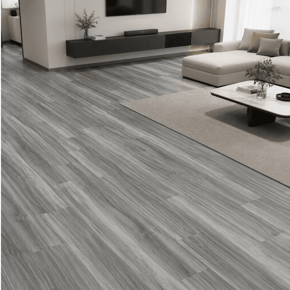 Porcelanato gris veta lineal 60x60 referencia SL-6710 instalado en sala moderna