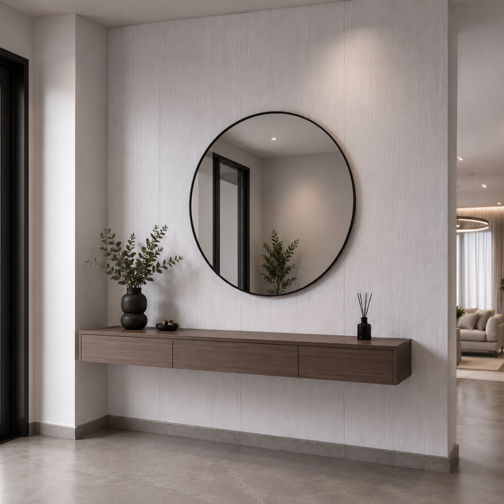Lámina UV 808902-3 gris perla instalada en pared interior