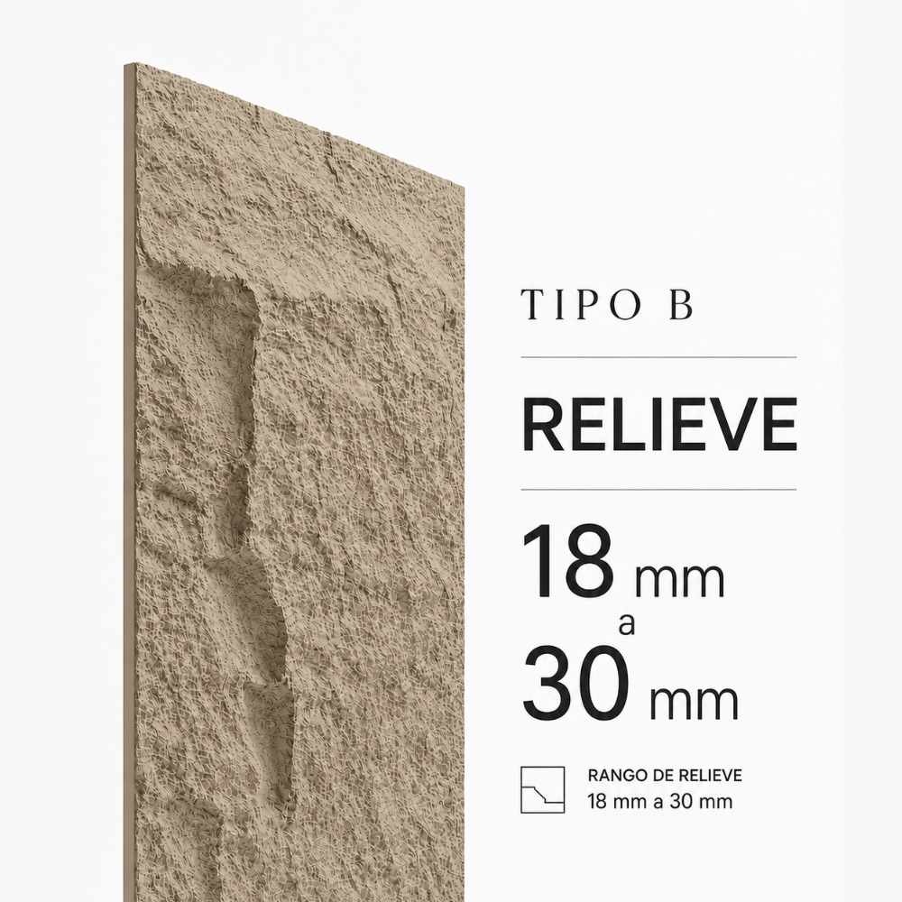 Detalle del relieve medio y tonalidad gris cálida de la Piedra PU Gris Tipo B