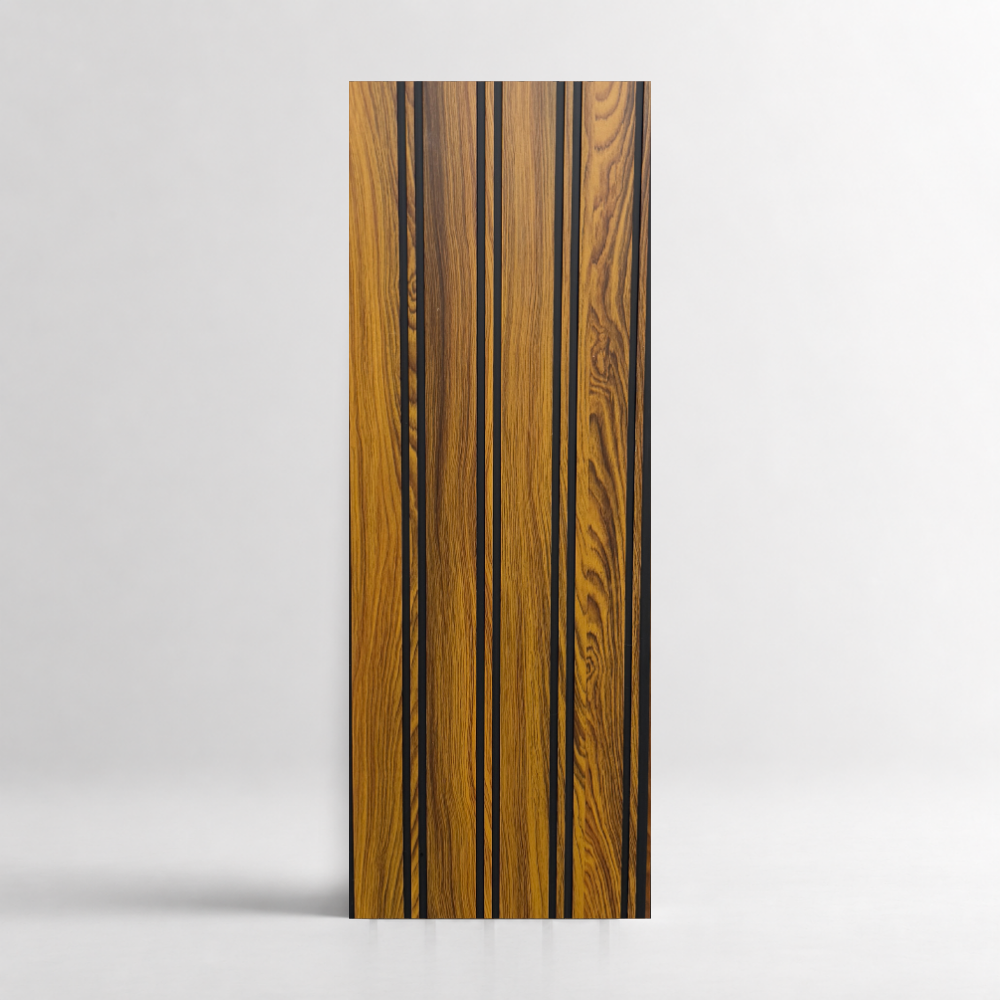 PVC acanalado EM-26 madera miel con vetas oscuras para techo y pared